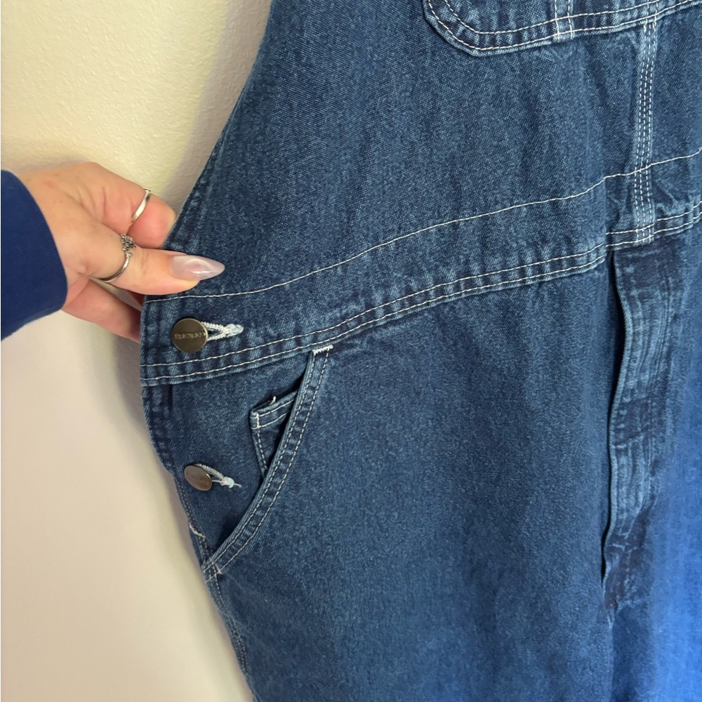 NWT Carhartt Washed-Denim Bib Overalls Dark Wash Size 42 X 32 - Picture 5 of 15